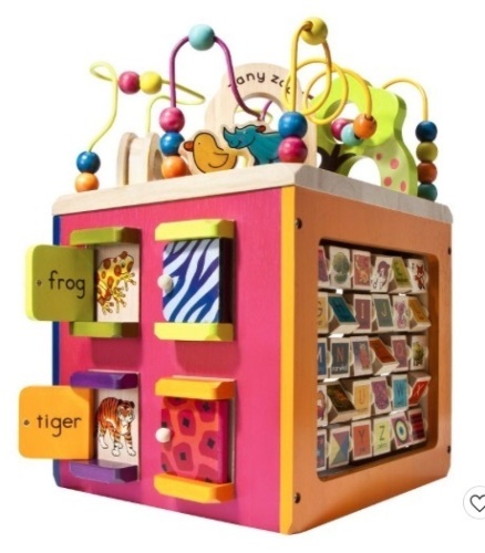 B. toys Wooden Activity Cube, Zany Zoo - Lot 486