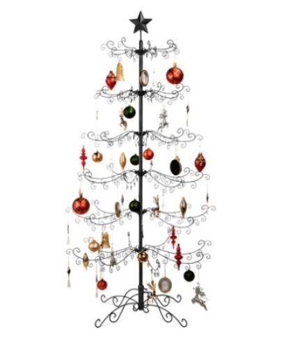 Wrought Iron Christmas Tree Ornament Display, 6ft, Black - Lot 492