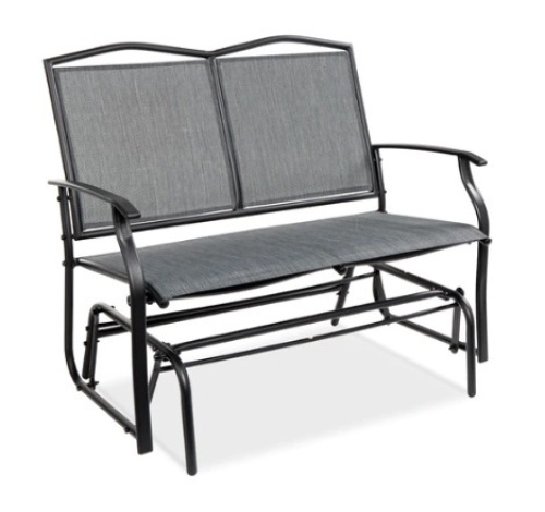 2-Person Patio Loveseat Swing Glider, Bench Rocker w/ Armrests, Gray - Lot 538