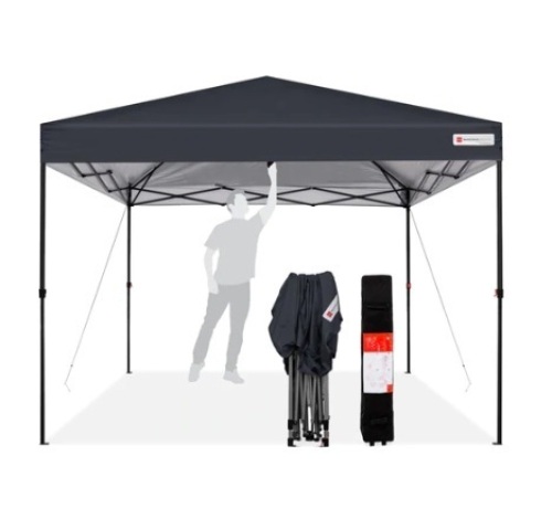 One-Person Setup Instant Pop Up Canopy w/ Wheeled Bag,10x10ft, Gray - Lot 539