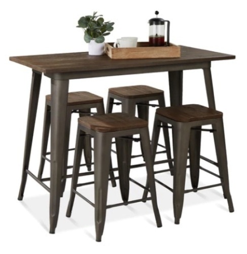5-Piece Counter Height Dining Set w/ 4 Backless Stools, 330lb Capacity - Lot 551