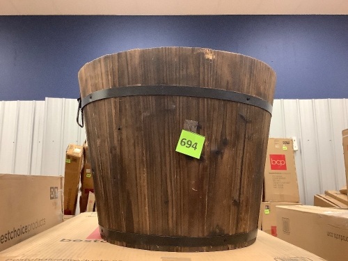 Wood Bucket Planter - Lot 694