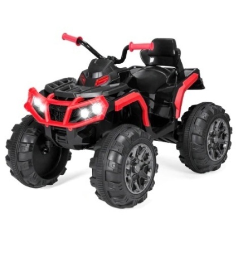 12V Kids Ride-On 4-Wheeler Quad ATV Car w/ 3.7mph Max, Bluetooth & Headlights, Red - Lot 597