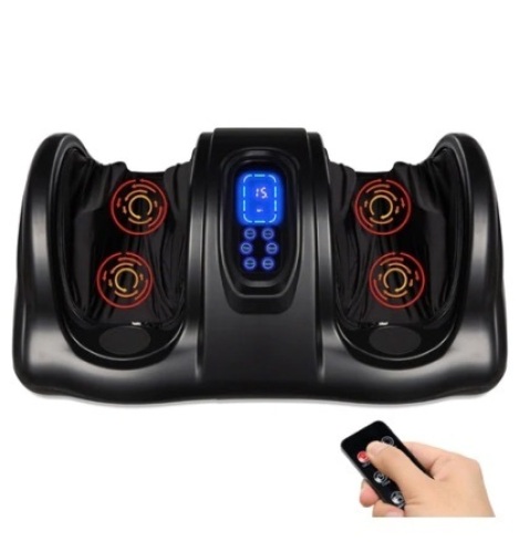 Therapeutic Foot Massager w/ High Intensity Rollers, Remote & 3 Modes, Black - Lot 600
