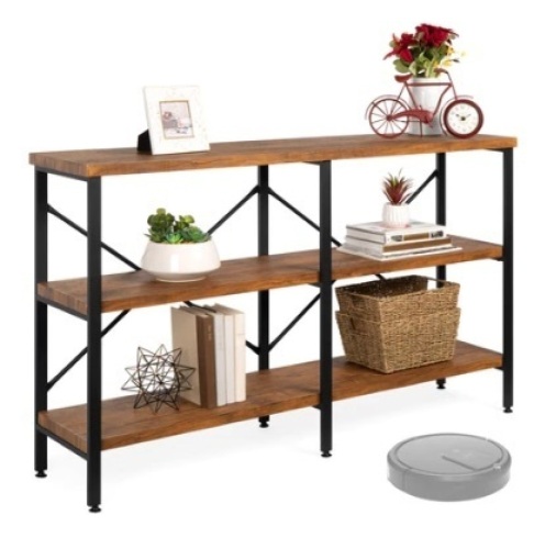 3-Tier Industrial Hallway Console Table for Living Room, Entry Way, 55in, Brown - Lot 767