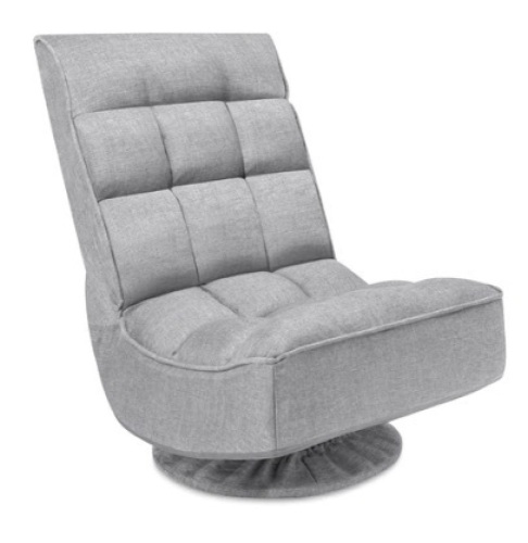 Folding Floor Gaming Chair w/ 360-Degree Swivel, & 4 Adjustable Positions, Gray - Lot 768