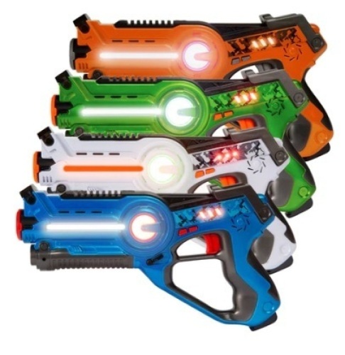 Set of 4 Infrared Laser Tag Guns for Kids & Adults w/ 4 Settings & Vests - Lot 777