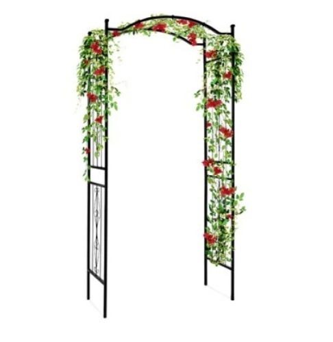Steel Garden Arch Arbor Trellis for Climbing Plants, 92in, Black - Lot 791