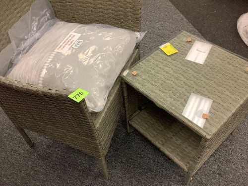 Wicker Patio Chair w/ Ottoman - Lot 776