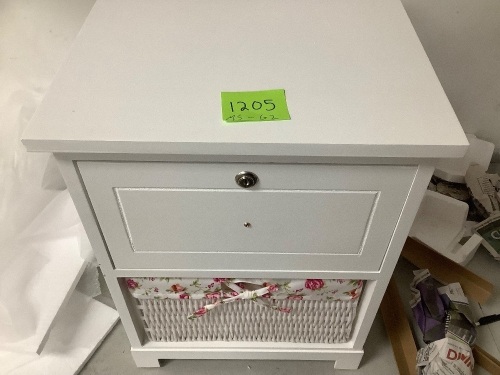 2 Tiers Wood Nightstand W/ 1 Drawer And 1 Basket - Lot 1205