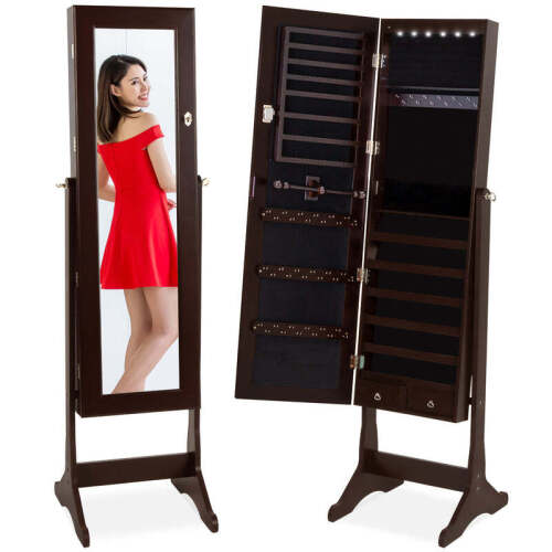 6- Tier Standing Jewelry Mirror Armoire w/ LED Lights - Lot 2701