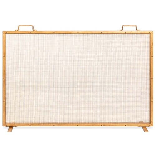 Single Panel Handcrafted Steel Mesh Fireplace Screen w/ Handles- 38x27in - Lot 2731