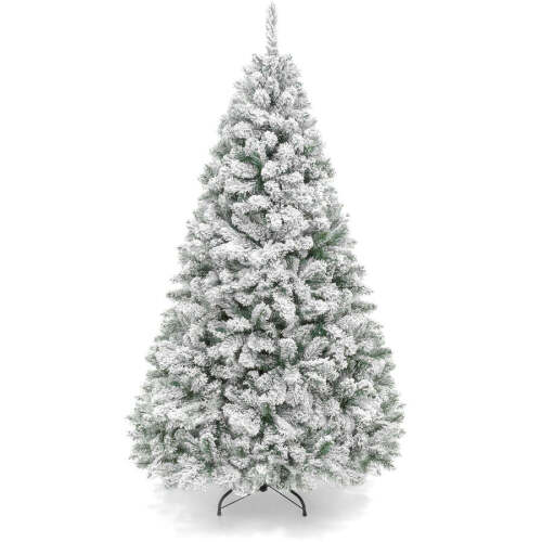 Premium Snow Flocked Artificial Pine Christmas Tree w/ Foldable Metal Base - Lot 2752
