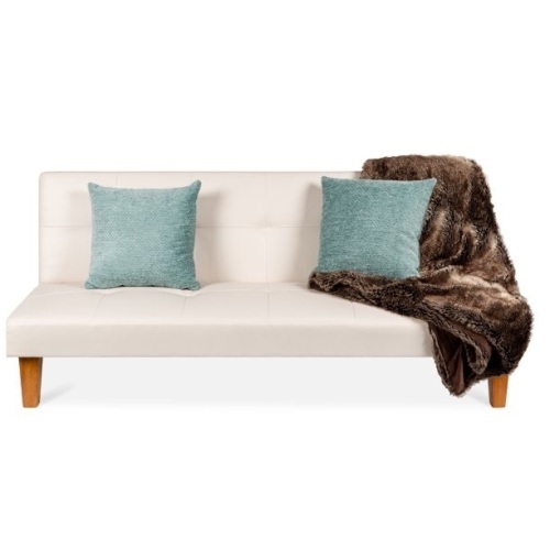 Best Choice Products Convertible Lounge Sofa Bed w/ Adjustable Back, Wood Frame, Faux Leather, Tufted Design - White - Lot 2757