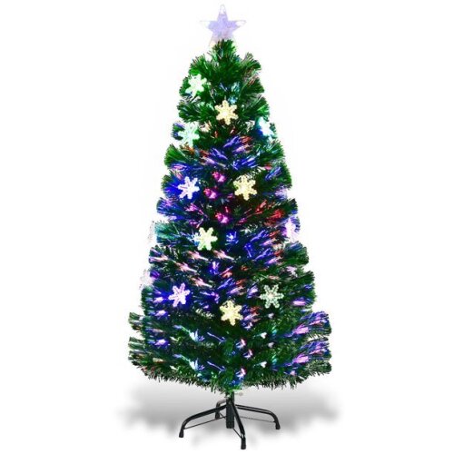 4Ft Pre-Lit Fiber Optic PVC Christmas Tree Metal Holiday - Lot 2769