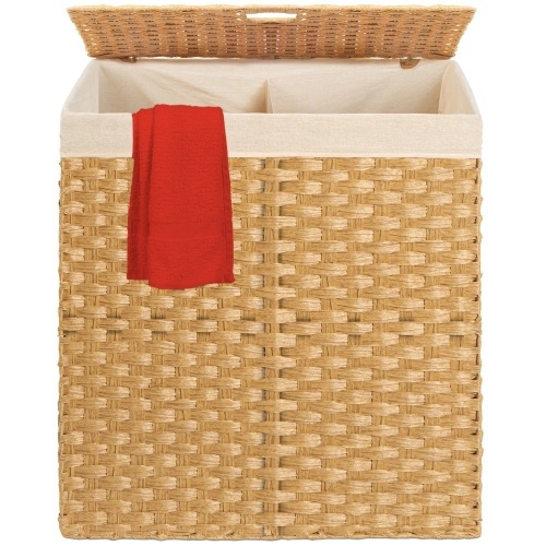 Double Laundry Hamper Basket w/ Easy Assembly, Liner Bag - Lot 2781