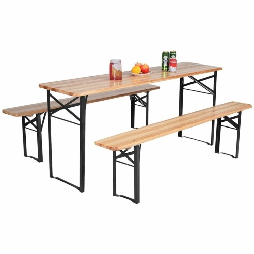 3 Pcs Folding Wooden Picnic Table Bench Set - Lot 2793