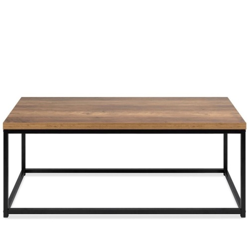 44in Modern Industrial Rectangular Wood Grain Coffee Table w/ Metal Frame - Lot 2808