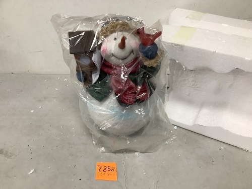 Solar LED Snowman w/ Bird Statue - Lot 2858