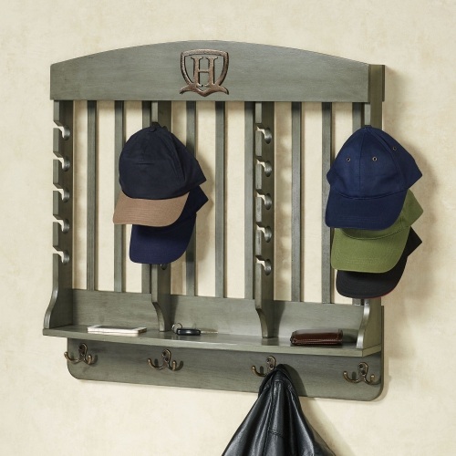 Horizontal Gray Deluxe Monogrammed Wood Cap Display Wall Rack - Lot 2935