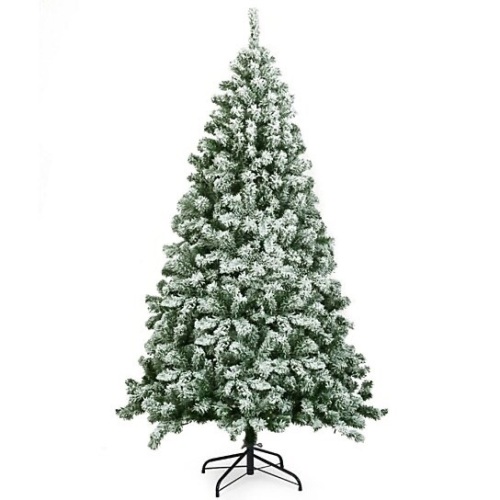 Costway 6FT Snow Flocked Artificial Christmas Tree Hinged w/928 Tips and Foldable Base - Lot 2945
