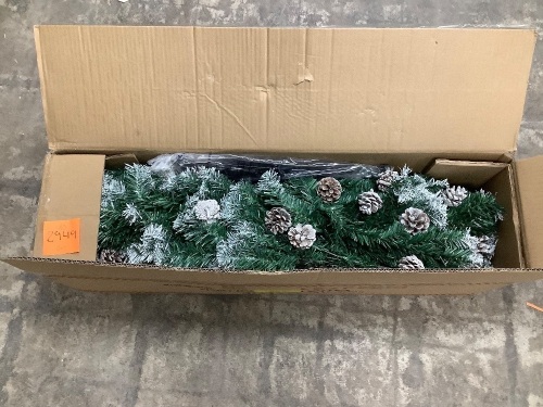 6' Artificial Snow Flocked Christmas Tree With Pine Cones - Lot 2949