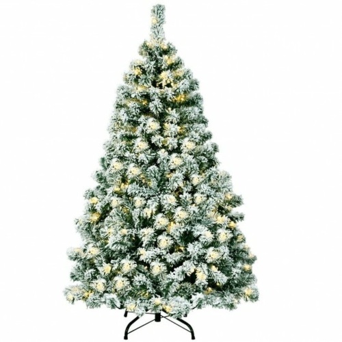 4.5 Ft Pre-Lit Premium Snow Flocked Hinged Artificial Christmas Tree - Lot 2950