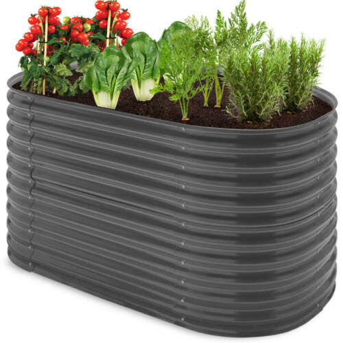 Raised Oval Garden Bed, Customizable Elevated Outdoor Metal Planter-63in - Lot 2973