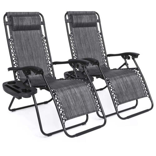Set of 2 Adjustable Zero Gravity Patio Chair Recliners w/ Cup Holders - Lot 2981