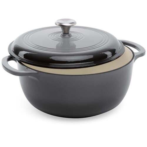6qt Non-Stick Enamel Cast-Iron Dutch Oven Kitchen Cookware w/ Side Handles - Lot 2987