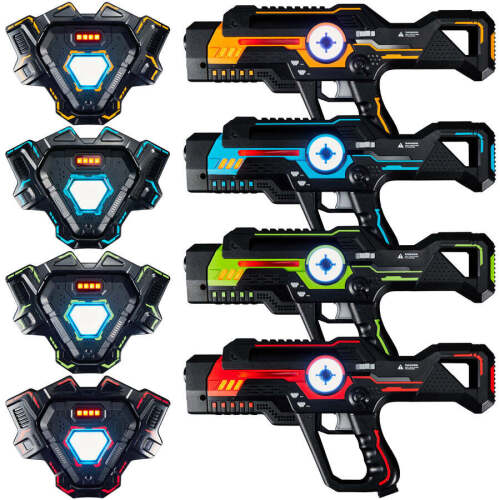 Set of 4 Infrared Laser Tag Guns & Vests w/ 4 Team Colors - Lot 2988
