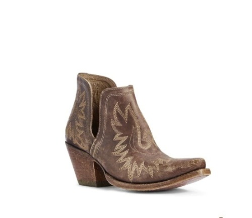 Ariat Ladies Dixon Distressed Brown Western Ankle Boots, E-commerce Return - Lot 295