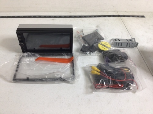 7 Inch Double Din Car Stereo, Rear Cam with Remote, Appears New - Lot 557