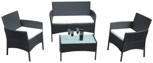 Panana Diana Rattan Outdoor Furniture 4 Piece Set, Black/Cream - Appears New  - Lot 70