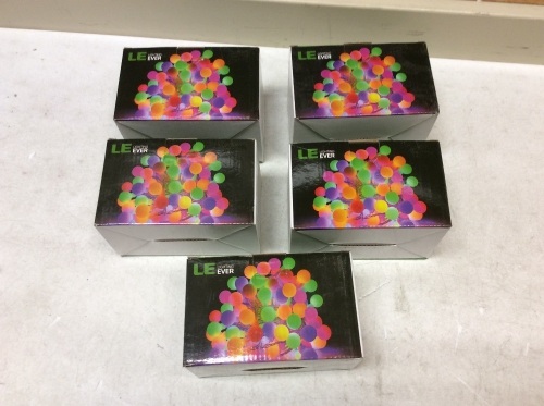Lot of (5) LE 100 LEDs RGB Globe Ball String Lights 33ft, 8 Modes - Appear New  - Lot 112