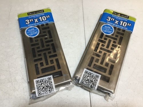 Lot of (2) Decor Grates Floor Register Covers 3" x 10" - E-Comm Return, New - Lot 285