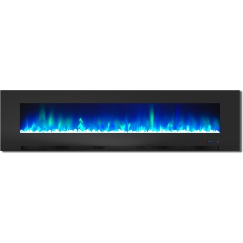 Cambridge 78" Wall-Mount Electric Fireplace Heater with Multi-Color LED Flames and Crystal Rock Display - E-Comm Return, Unknown Condition, Glass Intact, Untested  - Lot 296