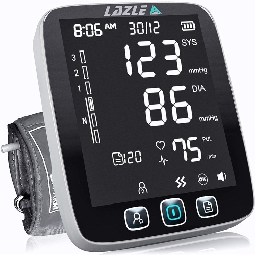 LAZLE Blood Pressure Monitor, Automatic Upper Arm Machine & Accurate Adjustable Digital BP Cuff Kit, Backlit Display - Appears New, Powers On Not Tested Further  - Lot 328