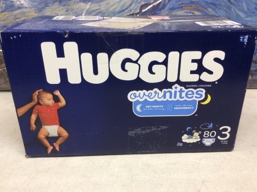 Huggies OverNites Baby Diapers, Size 3, 80 ct - New  - Lot 339