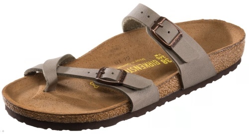 Birkenstock Mayari Birkibuc Toe Loop Sandals for Ladies - Stone - 39M, Appears New - Lot 437