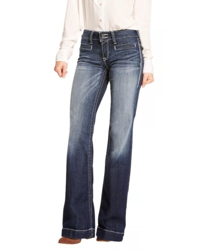 Ariat Mid-Rise Stretch Entwined Wide-Leg Jeans for Ladies - Marine - 32L, New with Tags - Lot 449