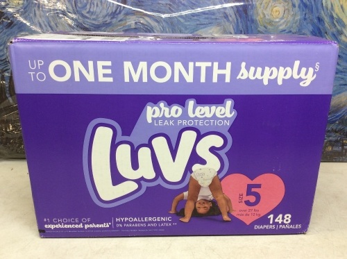 Luvs Pro Level Protection Baby Diapers, Size 5, 148 ct - New - Lot 513
