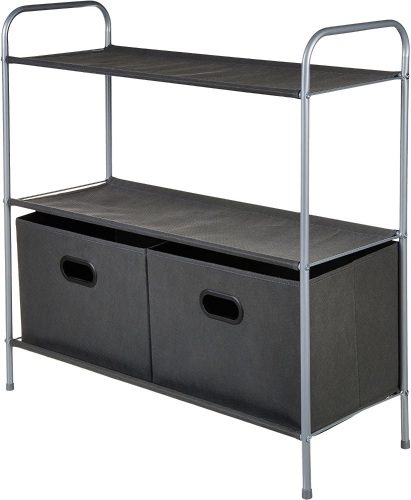 Amazon Basics Closet Storage Organizer with Fabric Bins and Shelves, Grey - E-Comm Return, Appears New  - Lot 520