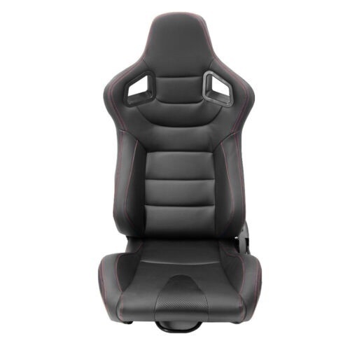 Universal Racing Bucket Seat, Black with Red Stitching - Appears New - Lot 546