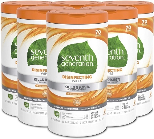 Seventh Generation Disinfecting Multi Surface Wipes, Botanical Disinfectant, 70 Count, Pack of 6 - New  - Lot 587