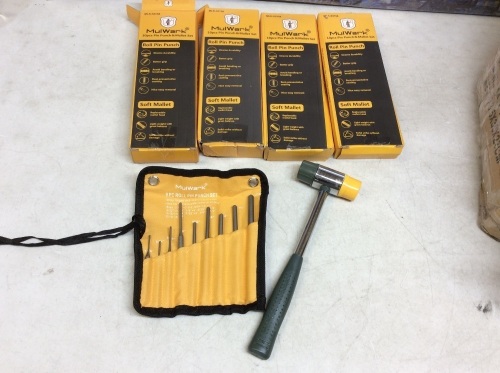 Lot of (4) MulWark 10 Piece Pin Punch & Mallet Set - New - Lot 591