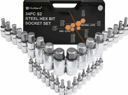 MulWark 34 Piece Hex Bit Socket Set SAE + Metric MulWark MLK-53765 with Case - Appears New - Lot 611