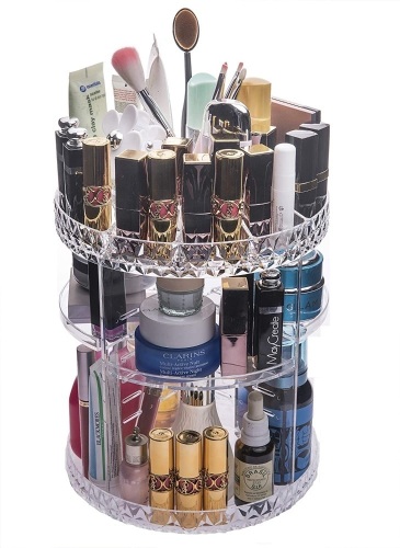 Choice Fun 360 Degree Rotating Organizer 3-tier Acrylic Rotating Display with Diamond Pattern 18 Compartments - New  - Lot 779