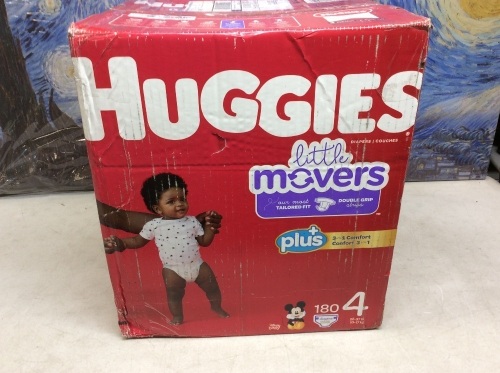 Huggies Little Movers Plus Baby Diapers, Size 4, 180 ct - New - Lot 782