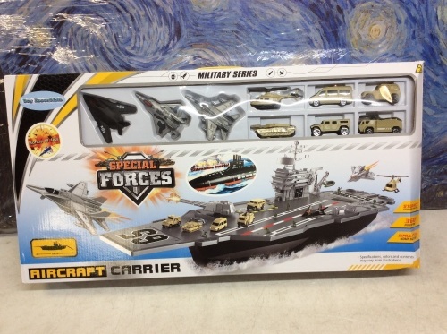 Toy Essentials Aircraft Carrier with Soldiers, Jets, & Military Vehicles - Appears New  - Lot 786
